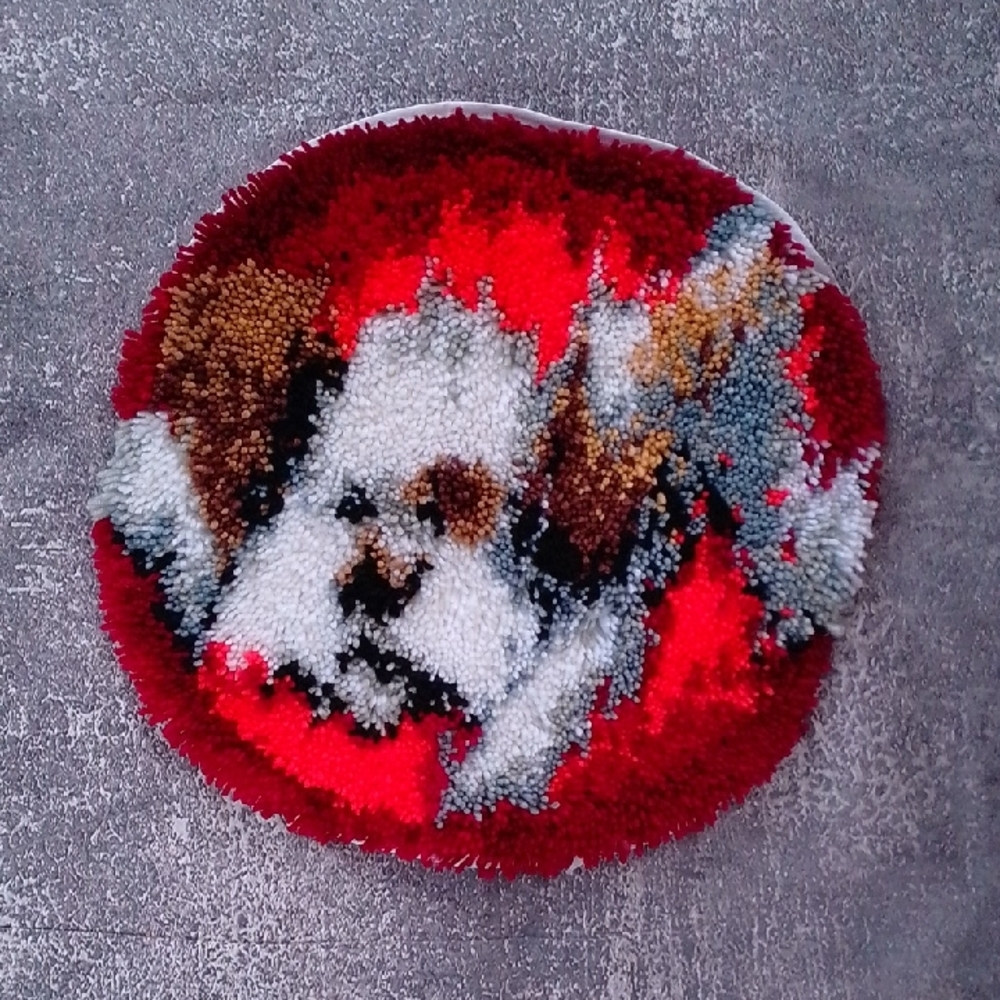 Vintage Colorful Dog Design Latch Hook Rug